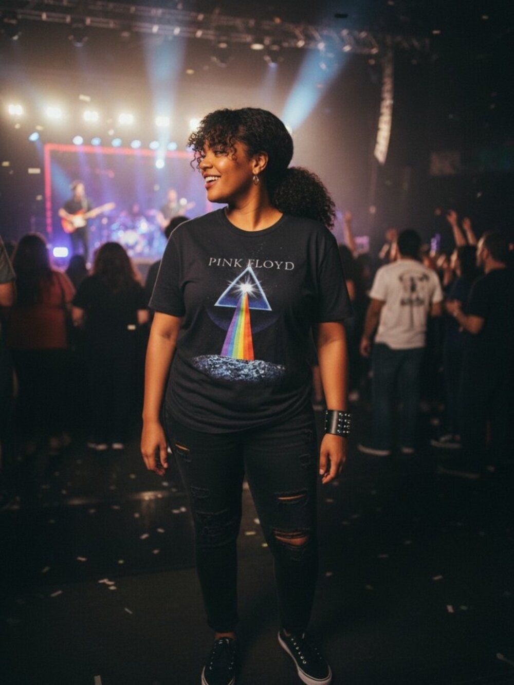Pink Floyd Dark Side of the Moon T-Shirt Mens L Black Excellent Graphic Tee